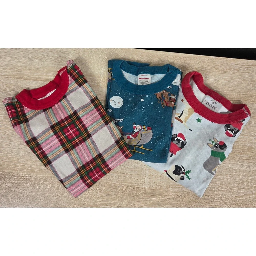 Hanna Andersson Holiday Pajama Top Lot Kids US 5 110 Christmas Organic Cotton